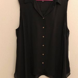 Black button down dress shirt; sleeveless